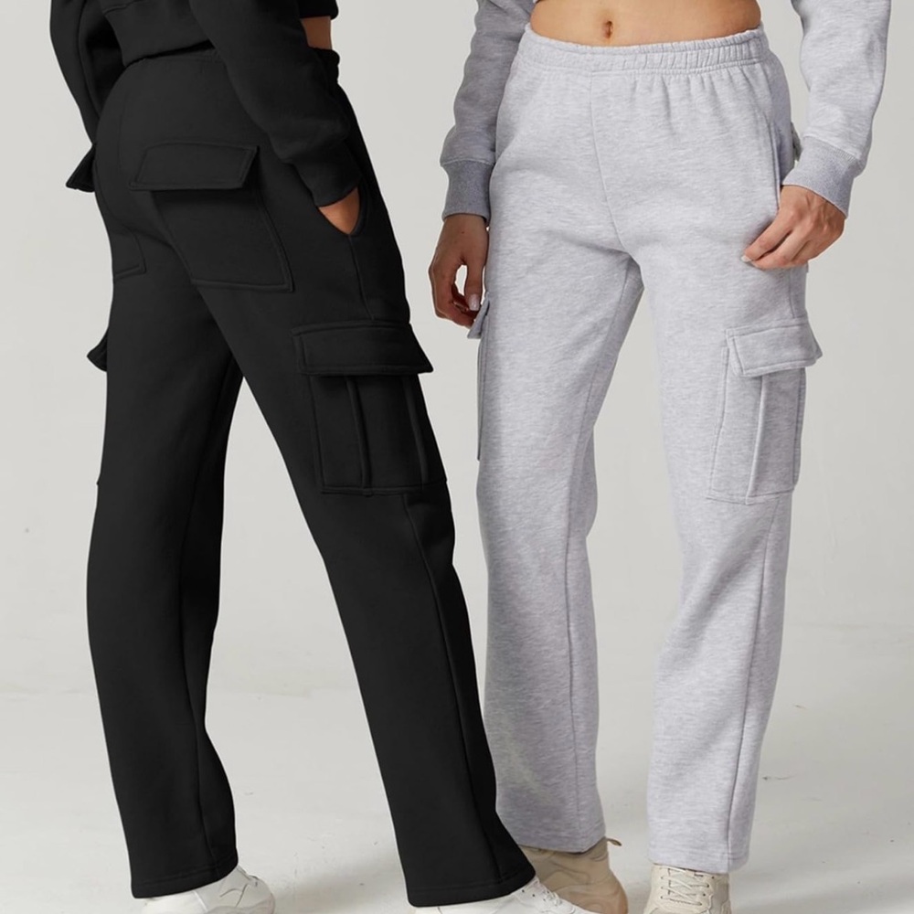 Stylish Black Fleece Cargo Pants for Women